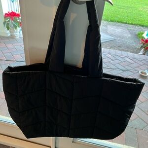 Black Quilted Tote Bag
